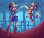  2016 apple applejack_(eg) applejack_(mlp) boots clothing cowboy_boots cowboy_hat duo equestria_girls female food footwear friendship_is_magic fruit hat high_five human mammal my_little_pony thediscorded 