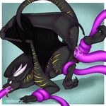  blue_background dragon female feral horn malware simple_background solo tentacles wings 