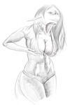  anthro big_lips bikini clothing dragon female lips monochrome nipple_bulge sketch solo standing swimsuit whitedragon 