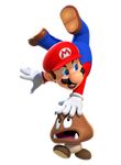  absurdres blue_eyes brown_hair facial_hair full_body goomba hat highres mario mario_(series) mustache official_art overalls red_hat red_shirt shirt super_mario_bros. super_mario_run transparent_background 