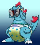  belly diaper feraligatr human mammal nintendo pok&eacute;mon scalie video_games vore wet xepher777 