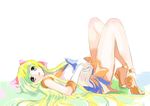  aino_minako bare_legs bishoujo_senshi_sailor_moon blonde_hair choker from_side long_hair lying orange_choker orange_footwear raion. sailor_senshi_uniform sailor_venus shoes solo very_long_hair 