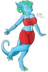 anthro clothed clothing dragon female horn nipple_bulge smile solo thick_thighs whitedragon wide_hips 