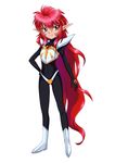  absurdres armor bodysuit highres long_hair looking_at_viewer magic_knight_rayearth nova_(rayearth) pink_hair pointy_ears solo 
