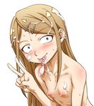  blonde_hair blush breasts condom cum dagashi_kashi endou_saya hawawani nipples 