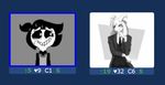  2016 anthro apron asriel_dreemurr avian bird biting_lip black_hair black_sclera black_suit black_tie blush boss_monster button_(disambiguation) caprine cheerie clothed clothing dreemurr_reborn fatz_geronimo female fur goat god_of_hyperdeath grey_background hair horn humanoid long_ears looking_at_viewer looking_away low_res male mammal miragemayumi monster nervous overcoat simple_background smile solo_focus standing suit_jacket sweat undershirt undertale video_games white_fur 