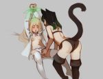  2girls animal_ears bdsm black_hair black_legwear blonde_hair blush bondage boots bound bow bow_bra bow_panties bra bra_removed breasts cat_ears cat_girl cat_tail fingering frilled_panties frills gradient_hair green_hair kud_(boppy) long_hair long_sleeves multicolored_hair multiple_girls original paintrfiend panties restrained small_breasts spread_legs string_panties tagme tail tail_lift tharkis thigh_boots thighhighs twintails underwear white_legwear yuri 