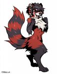  2019 ailurid anthro blue_eyes digital_media_(artwork) excited falvie fur hair happy hi_res kati male mammal nude open_mouth paws popparotzi red_fur red_panda simple_background smile solo tongue tuft white_fur 