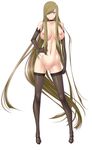  artist_request black_gloves black_legwear blonde_hair breasts closed_mouth elbow_gloves full_body gloves hand_on_hip long_hair looking_at_viewer navel nipples no_pussy simple_background standing tales_of_(series) tales_of_the_abyss tear_grants thighhighs very_long_hair white_background 