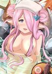  :d alcohol areola_slip areolae arm_at_side bath black_hair blue_eyes blurry braid breast_hold breasts bucket cleavage cup depth_of_field double_bun draph granblue_fantasy hair_censor hair_over_breasts hair_over_one_eye horns kanzaki_kureha large_breasts lavender_hair leaf long_hair looking_at_viewer maple_leaf narmaya_(granblue_fantasy) navel nude open_mouth partially_submerged purple_hair rock sakazuki sake single_braid sitting smile solo steam tokkuri towel towel_on_head tray water wet wooden_bucket 