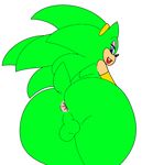  2015 anthro anus backsack balls big_butt blue_eyes butt girly green_body hedgehog male mammal perineum scourge_the_hedgehog solo sonic_(series) thecon 