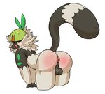  anus balls butt looking_back male nintendo passimian pok&eacute;mon presenting raised_tail simple_background solo tongue unknown_artist video_games white_background 