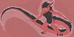  anthro featureless_crotch green_eyes hair kobold long_tail male nude open_mouth pink_background simple_background solo standing teeth whitedragon 