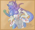  anthro areola armpits breasts dragon duo female horn male nipples nude open_mouth tongue tongue_out whitedragon 