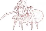  arachnid areola arthropod breasts fangs female fur monochrome navel nipples no_pupils solo spider taur whitedragon 