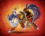  2016 armor blue_hair equine fan_character feral glowing glowing_eyes hair horse jadedjynx male mammal my_little_pony pony rogue solo 