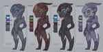  2016 2_fingers 2_toes alien anlia big_eyes big_head blue_eyes blue_markings brothers brown_body brown_claws brown_markings chibi claws color_swatch colored family fan_character father female feranta flat_colors front_view glowing glowing_eyes green_eyes green_markings green_sclera grey_background grey_claws grey_markings hand_on_hip humanoid kyhen loganhen looking_at_viewer male markings mass_effect model_sheet mother no_pupils nude parent pose procna purple_body purple_claws purple_markings red_markings sibling signature simple_background smile son standing toes toony turian video_games white_markings 