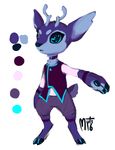  2016 ambiguous_gender anthro antlers blue_eyes blue_fur bracelet cervine choker clothed clothing cloven_hooves cute cyan_sclera fully_clothed fur hooves horn jewelry mammal model_sheet mutisija reindeer simple_background sketch solo star white_background 