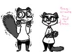 2016 anthro barefoot brother brother_and_sister caitlin_vison clothed clothing dialogue disney duo english_text fan_character female inkyfrog lipstick makeup male mammal mustelid percy_vison polecat restricted_palette shaking shivering sibling simple_background sister text white_background zootopia 
