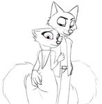  2016 anthro blush butt canine clothed clothing disney dress eyelashes female fingering fox fur greyscale grope incest larger_male male mammal monochrome mother mother_and_son mrs_wilde nick_wilde nope-223 parent simple_background size_difference smaller_female son white_background zootopia 