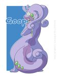  anthro dragon dripping english_text goo goodra goop_the_goodra looking_at_viewer looking_back mrpandragon nintendo nude pok&eacute;mon rear_view smile standing text video_games 