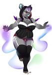  anthro canine clothing collar corset female garter lingerie looking_at_viewer mammal myloveless notched_ear obese overweight smile solo 