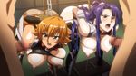  2girls blonde_hair blue_eyes blue_hair breasts female hime_cut igawa_sakura large_breasts long_hair multiple_girls nipples open_mouth red_eyes short_hair taimanin_asagi yatsu_murasaki 