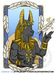  anthro anubis canine cybercat deity ear_piercing hair looking_at_viewer male mammal muscular piercing smile solo 