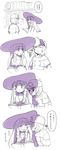  1girl 4koma bad_id bad_twitter_id baseball_cap book braid closed_eyes comic doshiko greyscale hat highres lillie_(pokemon) long_hair looking_away looking_back monochrome open_book open_mouth pokemon pokemon_(game) pokemon_sm short_hair sun_hat sweatdrop translated twin_braids you_(pokemon) 