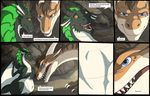  ! ... 2015 ? abdominal_bulge black_border black_horn black_scales black_tail blue_eyes border brown_hair brown_scales brown_sclera cave claws close-up comic detailed_background dialogue digital_media_(artwork) dragon duo ear_fins english_text eye_contact feral fin hair horn inside larger_male long_neck male membranous_wings multicolored_scales multiple_scenes open_mouth scales scalie sharp_teeth sitting size_difference smaller_male speech_bubble spikes tan_scales teeth text torian_(nimorga) two_tone_scales two_tone_tail vorelord white_scales white_tail wings yellow_eyes 