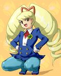  drill_hair hand_on_hip isu long_hair lowres pantyhose rockman ryuusei_no_rockman shirogane_luna solo thick_thighs thighs when_you_see_it wide_hips 