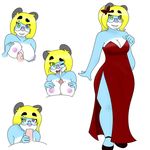  2016 anthro areola big_breasts big_eyebrows blonde_hair blue_eyes blue_fur breasts clothed clothing cum cum_on_breasts cum_on_face cute digital_media_(artwork) disembodied_penis dress ejaculation erection eyewear feline fellatio female fur glasses hair hairpin heterochromia hi_res looking_at_viewer male male/female mammal mcfly0crash nipples nude open_mouth oral orgasm penis sex simple_background smile solo terry_katt titfuck white_background white_fur wide_hips 