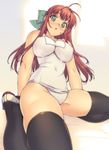  :o blush bow breasts green_eyes hair_bow impossible_clothes impossible_swimsuit large_breasts long_hair one-piece_swimsuit ootomo_takuji original red_hair school_swimsuit shoes solo sweatdrop swimsuit thighhighs white_school_swimsuit white_swimsuit 