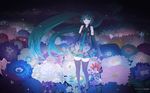  aqua_eyes aqua_hair detached_sleeves felt flower hatsune_miku highres legs long_hair mikumix necktie petals scenery skirt solo thighhighs twintails very_long_hair vocaloid wallpaper zettai_ryouiki 