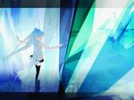  aqua_eyes aqua_hair avtechno! hatsune_miku highres kazune_(baumkuchen) long_hair skirt solo thighhighs twintails vocaloid zettai_ryouiki 