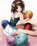  absurdres balloon blush blushing drawing haruhi_suzumiya highres kantoku scan short_hair skirt suzumiya_haruhi suzumiya_haruhi_no_yuuutsu 