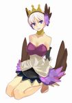  barefoot blue_eyes crown griselda_(odin_sphere) hat miniskirt odin_sphere purple_eyes ryman skirt solo white_hair 