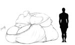  anthro avian bacchi beak belly big_belly big_breasts big_butt bird breasts butt clothed clothing dickgirl digital_media_(artwork) feathers hair huge_breasts hyper hyper_belly hyper_breasts immobile intersex monochrome morbidly_obese nipples nude obese overweight penguin pulsar pussy solo thick_thighs 