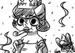  2016 anthro black_and_white buckteeth clothed clothing confetti disney duo english_text eyewear fan_character female glasses hat inkyfrog lagomorph lipstick looking_at_viewer makeup mammal maxine_d&#039;lapin monochrome party_hat party_horn pig porcine rabbit simple_background skyline smile streamers teeth text white_background window zootopia 