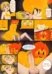  adventure_time anus balls blonde_hair blush breasts butt cartoon_network cubby_chambers cunnilingus elemental english_text finn_the_human fire flame_princess hair human mammal nipples not_furry open_mouth oral penis pussy sex text vaginal 