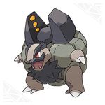  alolan_golem beard claws facial_hair mineral_fauna mustache nintendo official_art open_mouth pok&eacute;mon red_eyes sharp_teeth teeth video_games 