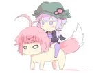  hat kotonoha_akane petenshi_(dr._vermilion) pink_hair purple_eyes purple_hair short_hair sketch tail thighhighs twintails vocaloid voiceroid white yuzuki_yukari 