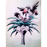  alolan_exeggutor berries bird exeggutor no_humans pikipek pokemon pokemon_(creature) pokemon_(game) pokemon_sm toucan toucannon trumbeak woodpecker 