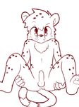  anthro balls cheetah cub cute_fangs erection feline front_view holding_legs looking_at_viewer male mammal monochrome naughty_face nude penis salmy solo spread_legs spreading uncut whiteleo young 
