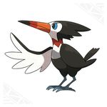  bird blue_eyes full_body no_humans official_art pokemon pokemon_(creature) pokemon_(game) pokemon_sm simple_background solo trumbeak white_background woodpecker 