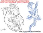  anthro blue_theme cybercat dragon duo equine facial_hair female feral goatee guitar looking_at_viewer male mammal musical_instrument open_mouth wings zebra 