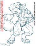  abs anthro blue_theme bra canine clothing cybercat female flexing looking_at_viewer mammal muscular open_mouth sketch smile solo underwear 