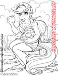  anthro applejack_(mlp) cybercat equine female friendship_is_magic horse looking_at_viewer mammal monochrome my_little_pony open_mouth outside smile solo 
