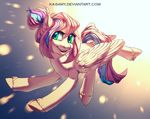  digital_media_(artwork) equine fan_character feathered_wings feathers female feral green_eyes hair hooves ka-samy mammal my_little_pony nude open_mouth pegasus pink_feathers pink_hair smile solo wings 