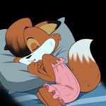 2016 anthro bed canine clothing cub cute eyes_closed female flat_chested fox hair_tuft inside lonbluewolf mammal on_bed open_mouth pawz_(urban_tails) sleeping sleepwear solo tuft urban_tails young 